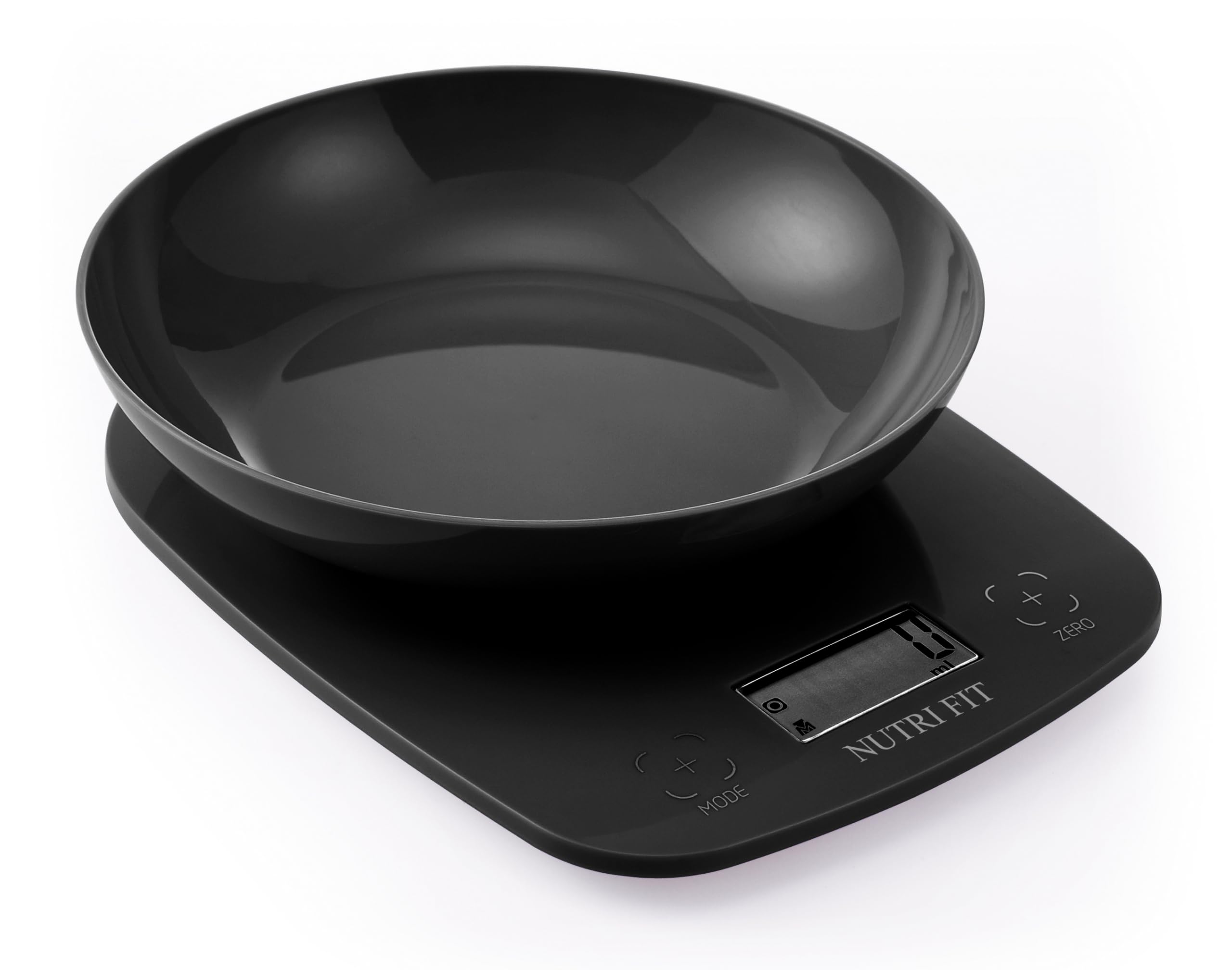 NUTRI FIT Digital Food Weight Scale with Removeable Bowl 0.7L, 5kg/11lb Division 1g/0.1oz Kitchen Scale for Cooking Baking 4 Units Measurement in Ounces and Grams, LCD Display, AAA Batteries(Black)