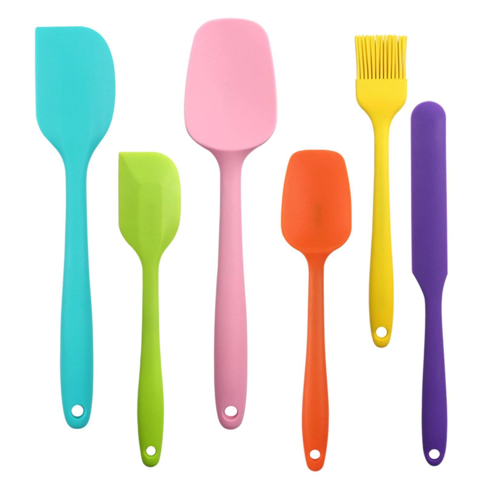 Espátula de silicona, juego de 6 piezas, utensilios de cocina de silicona, espátula de 6 piezas, juego de brochas for aceite, herramientas for hornear, espátula for crema y pasteles, 27x5x2cm/422(Purp