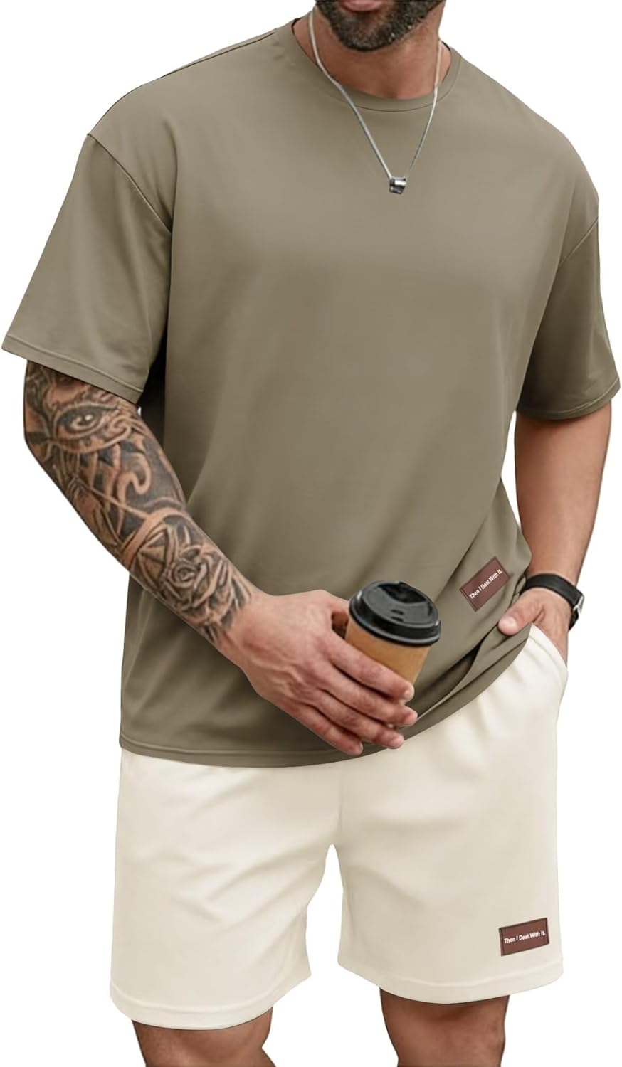 Mens Track Suits 2 Piece Outfits Workout Sets Oversize T-Shirt and Short Set for Men Summer Jogging Tracksuit