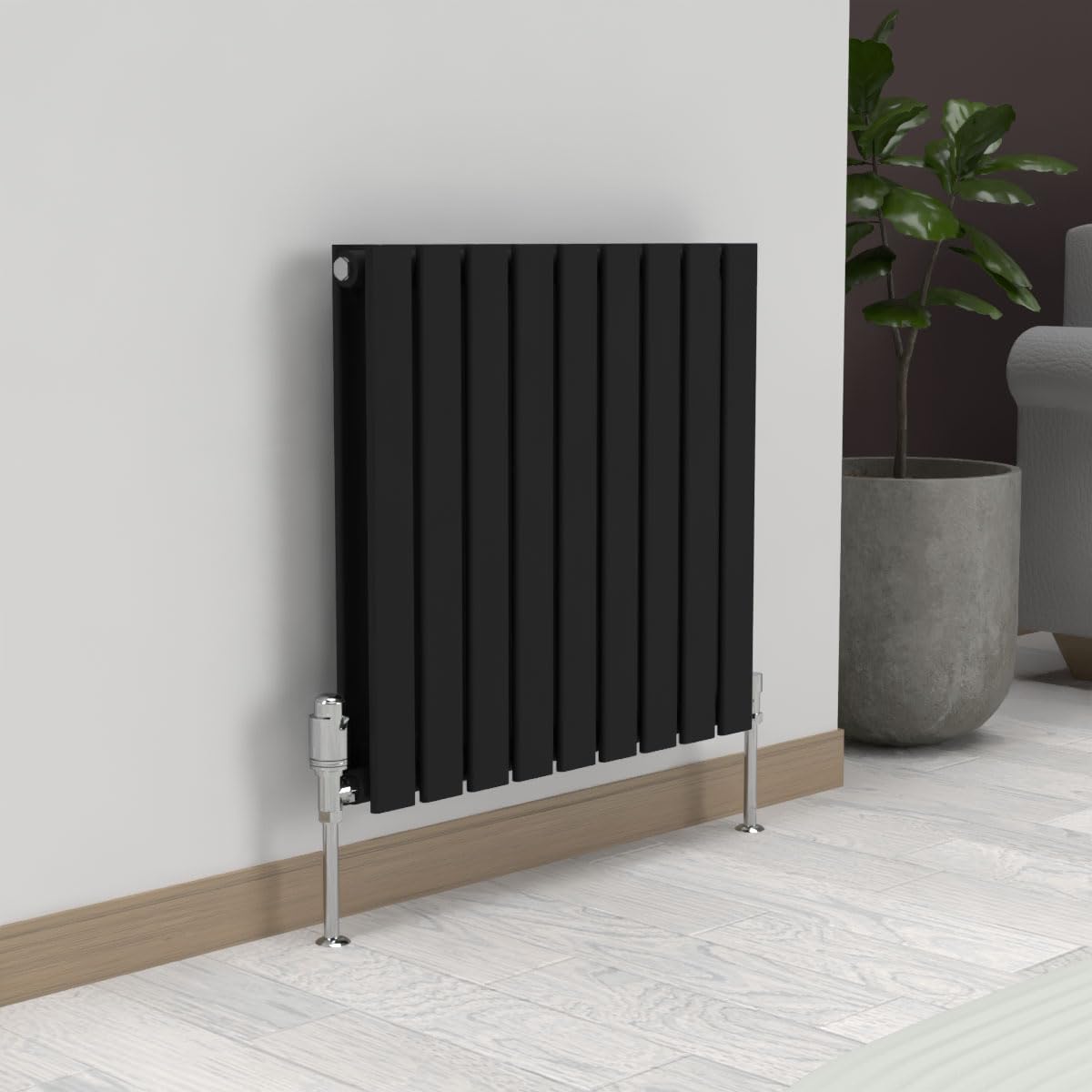 Lux Heat Black Flat Horizontal Double Panel Designer Radiator 600Mm (H) X 630Mm (W)