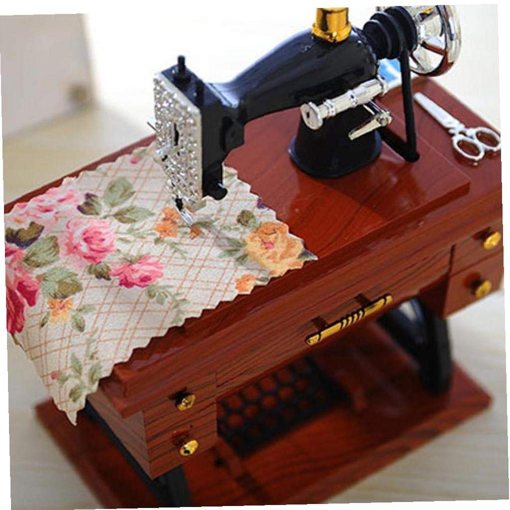 HotadenVintage Box Mini Sewing Machine Style Mechanical Birthday Gift Table Decor