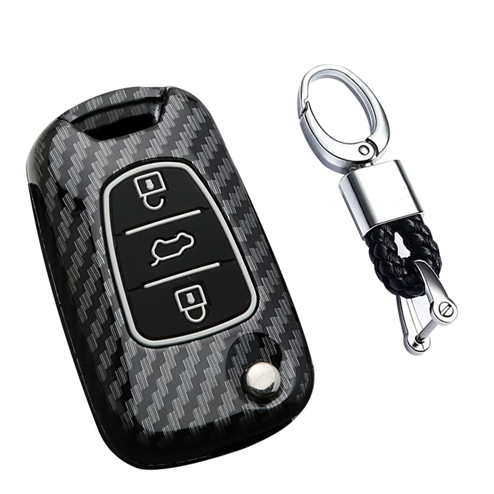 KUNIO Custodia Portachiavi In TPU Per Chiave Auto 3 Pulsanti, Compatibile Hyundai I20 I30 I35 IX20 Accent E Kia Picanto Sportage, Nero - 3