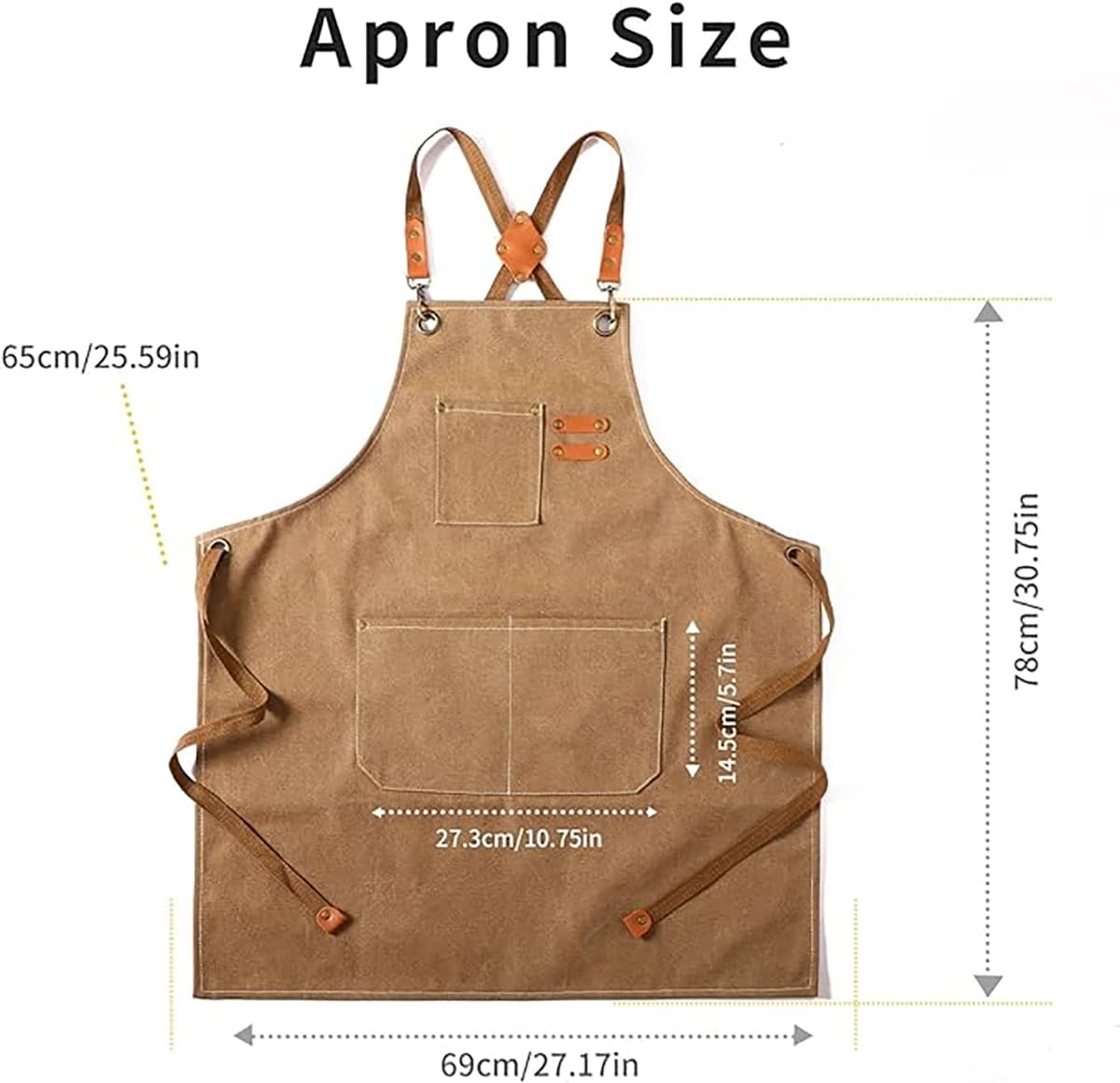 Delantales de chef de lona con espalda cruzada: elegante diseño unisex con bolsillos espaciosos
