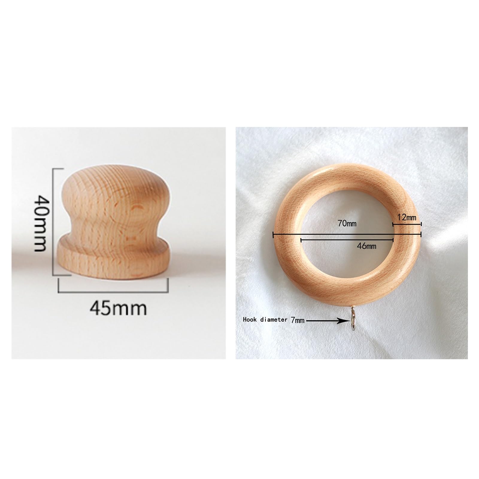 Tringle à rideaux moderne en bois de 120 cm – Tringle à rideaux élégante pour intérieur/extérieur, finition texturée, solution parfaite de décoration d'intérieur pour rideaux et rideaux