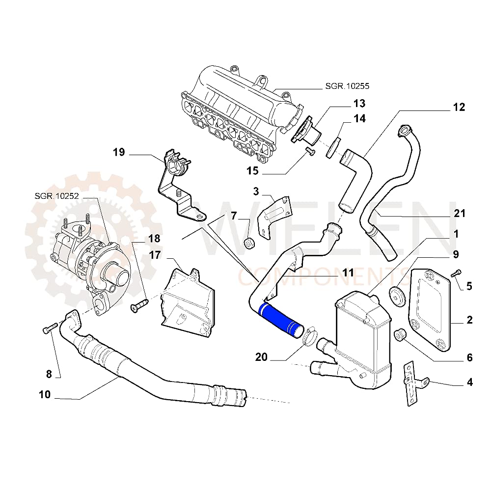 MANICOTTO INTERCOOLER COMPATIBILE CON TUBO ARIA FIAT PANDA 1.3 D MULTIJET 51717833 51821221