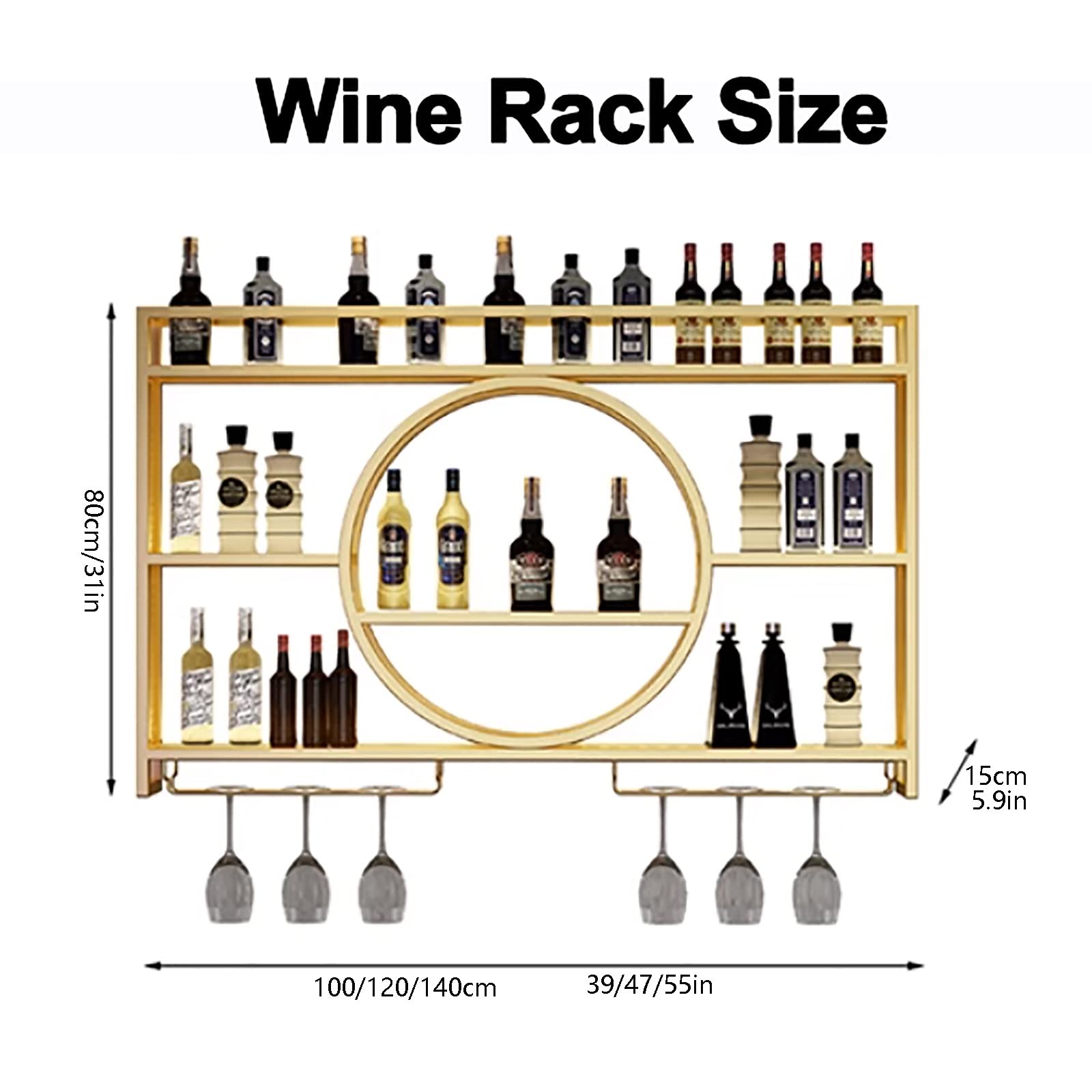 Portabottiglie da Parete - Elegante portabottiglie da Bar e portabicchieri, portabottiglie in Ferro Multifunzionale per l'arredamento della Cucina di casa - Ideale per Bottiglie di liquore e