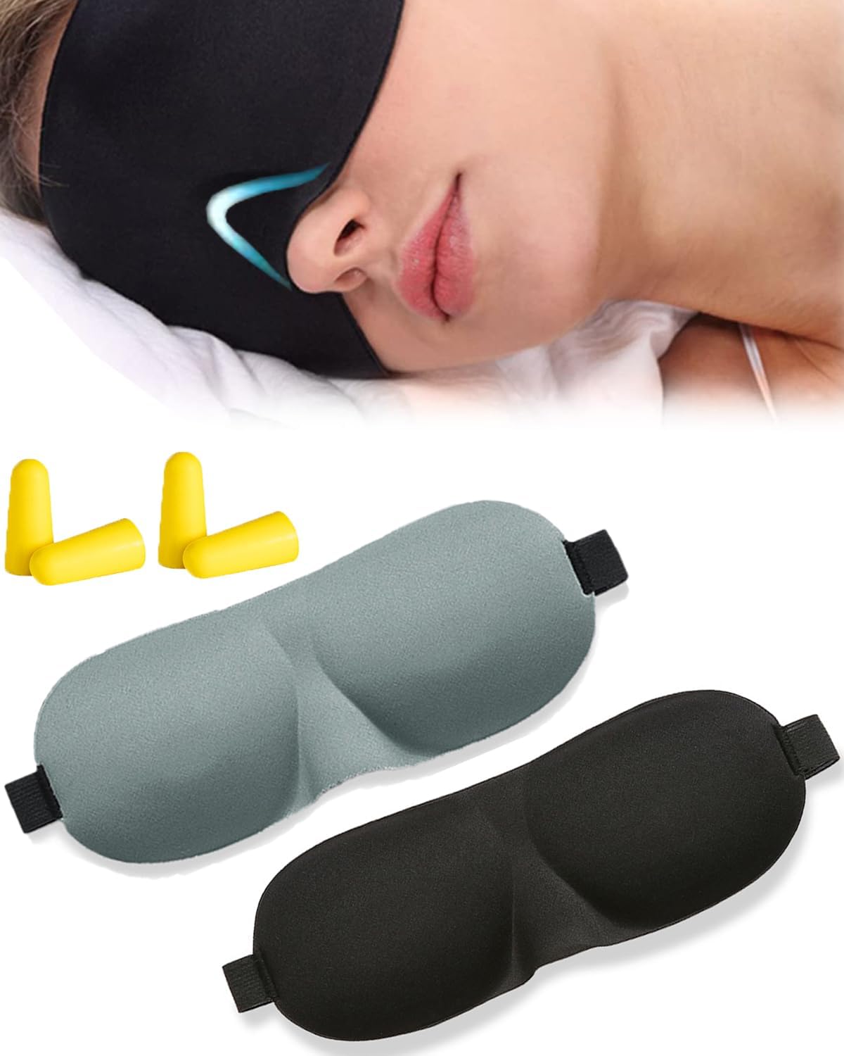 Eye Mask for Sleeping Men&Women, 3D Eye Sleeping Mask for Sleep, Sleeping Mask for Eyes with Earplugs and Adjustable Strap, Blind Folds for Sleeping for Traval, Rest, Anti-Interference(Balck&Grey) (B0D48V9FHD) Amazon Price History, Amazon Price Tracker