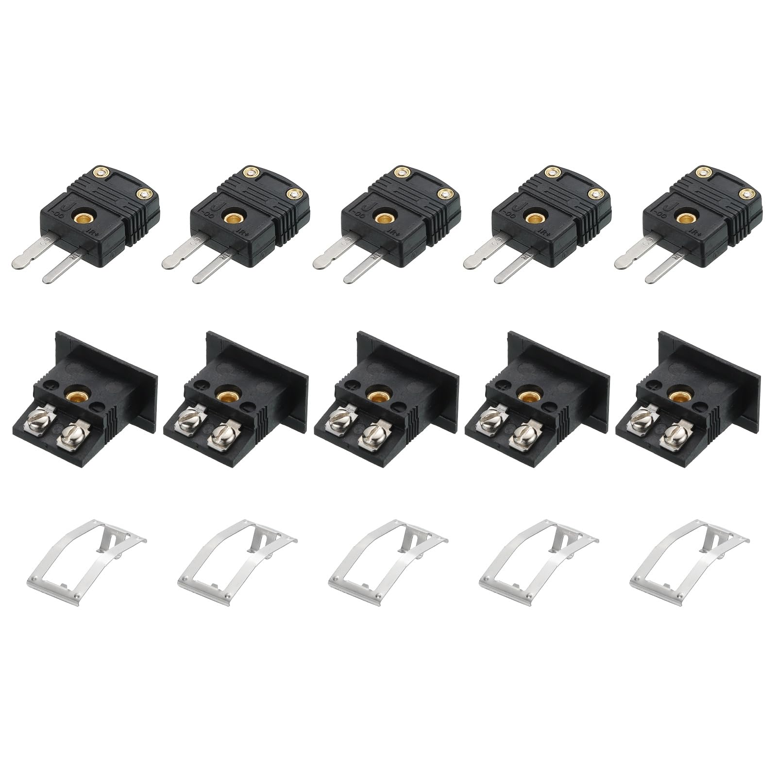 QUARKZMAN Connettori A Filo Per Termocoppia Tipo J Plug Maschio Con Presa Mini A Montaggio A Pannello 220°C(428°F) Per Sensori Termocoppia 5 Set