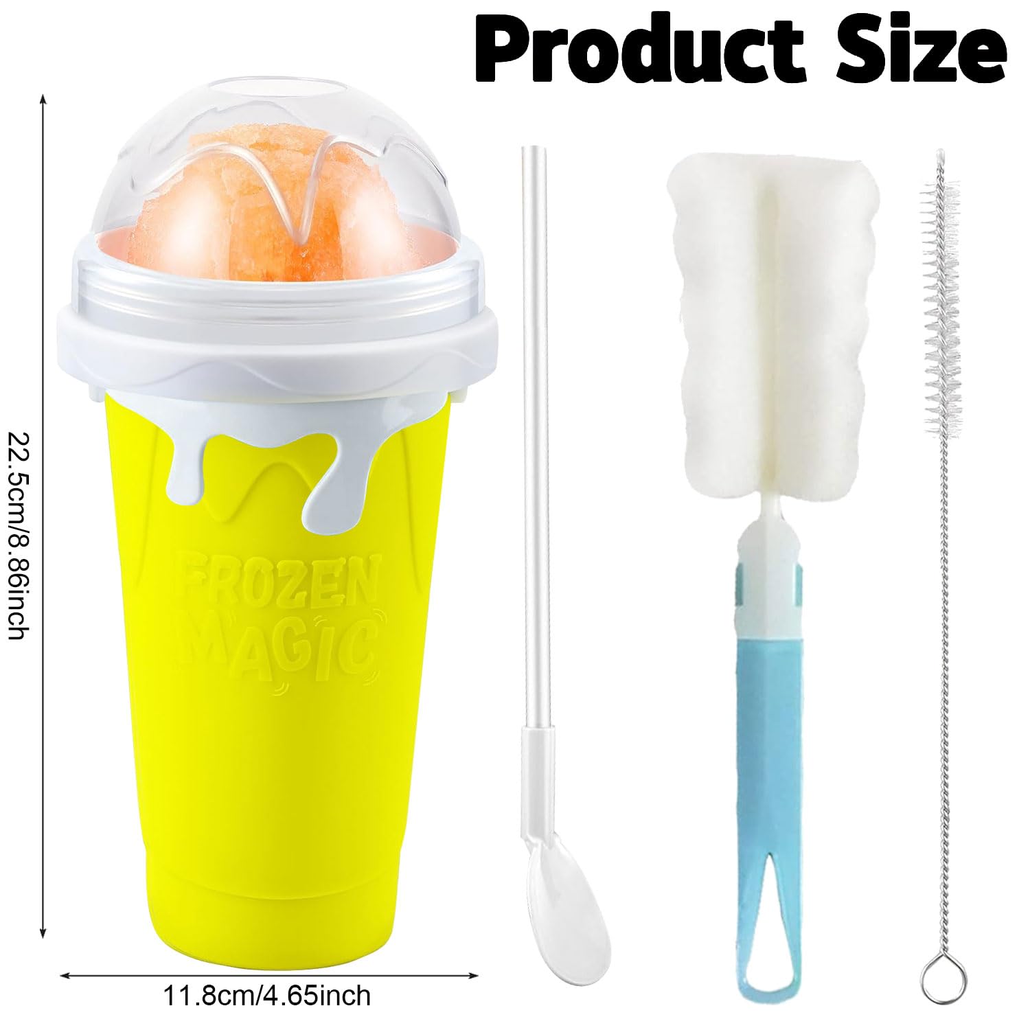 500ml Slush Cup Maker aus Silikon - DIY Smoothie Becher mit Strohhalmlöffel - Squeeze Gefrorene Maker