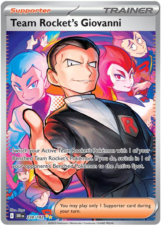 Team Rocket's Giovanni 238/182 Special Illustration Rare Pokemon Card | Destined Rivals | Pokemon TCG Scarlet & Violet Series | Titan Authenticated