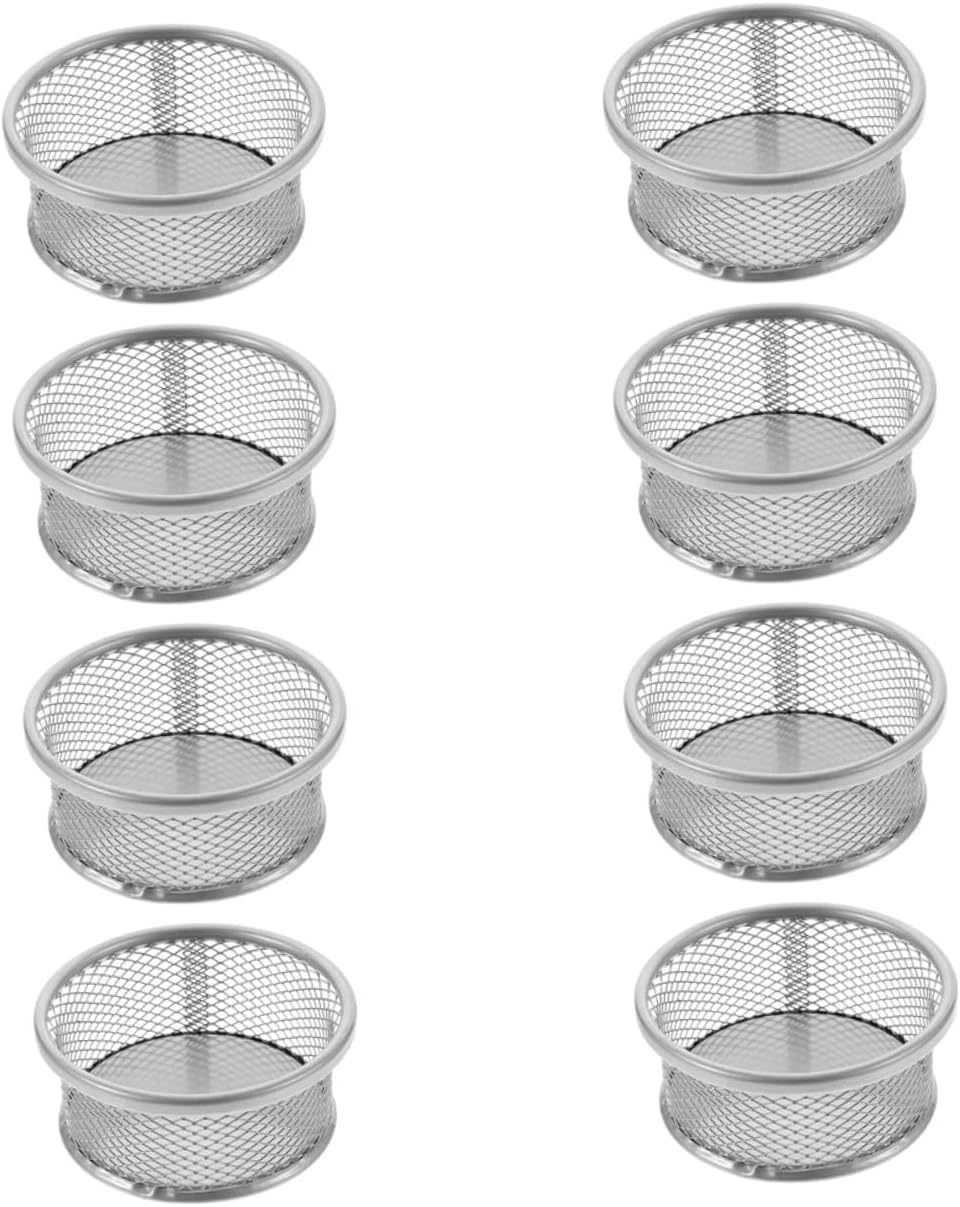 8Pcs Metal Mesh Paper Clip Holders for Desk Organization Stackable Desktop Storage Containers for Office Supplies and Wear-resistant Paperclip Dispensers for Home and School