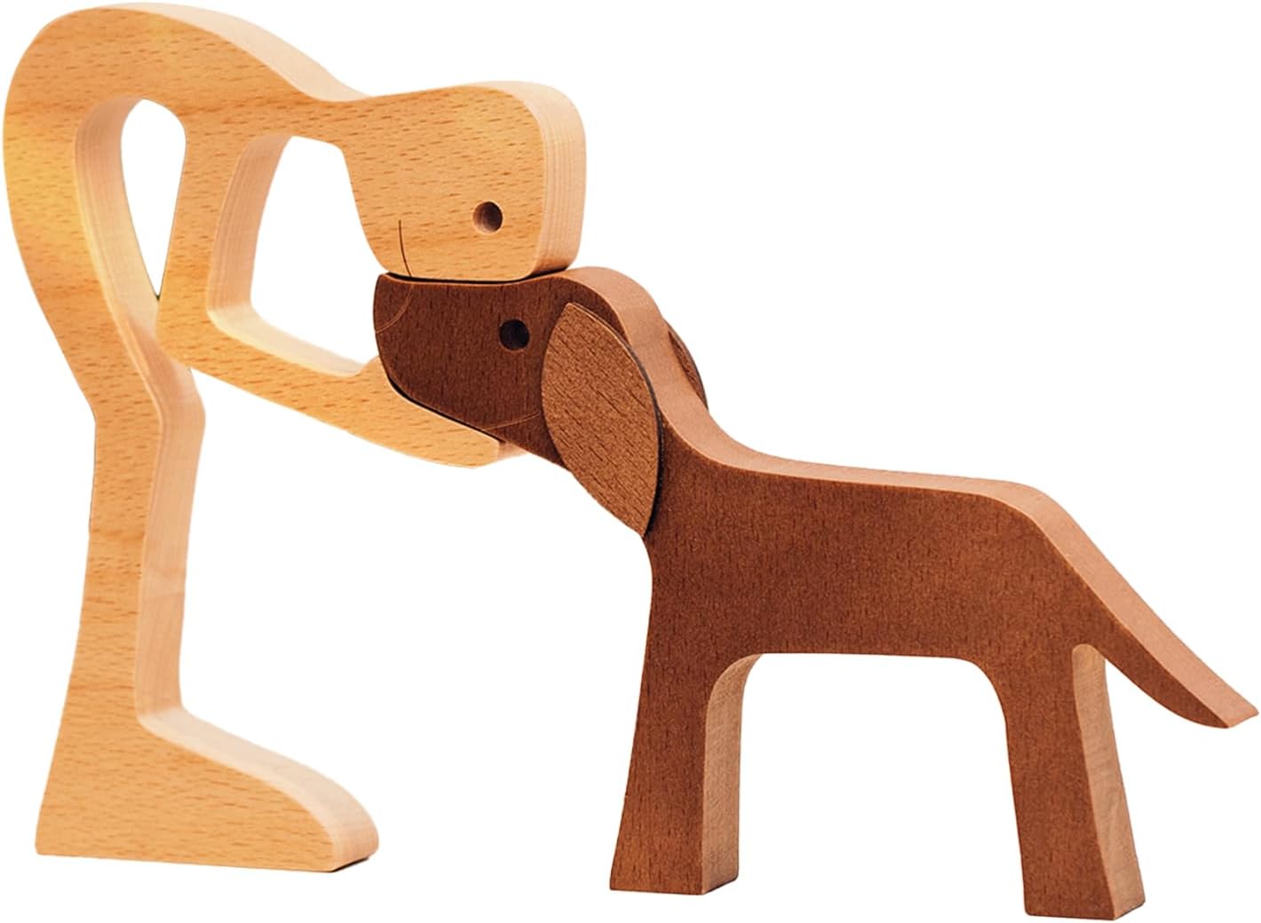 Pawfect House Wooden Pet Carvings, Statues Home Decor, Handmade Man and Dog Figurine, Statue Home Decorations, Wooden Carved Dog, Shelf Decor, Birthday Gifts for Pet Lovers, Home Decor Sculpture