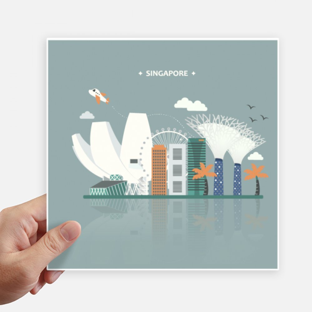 Autocollant carré Singapour 20cm de DIYthinker pour ordinateur portable et valise en lot de 4