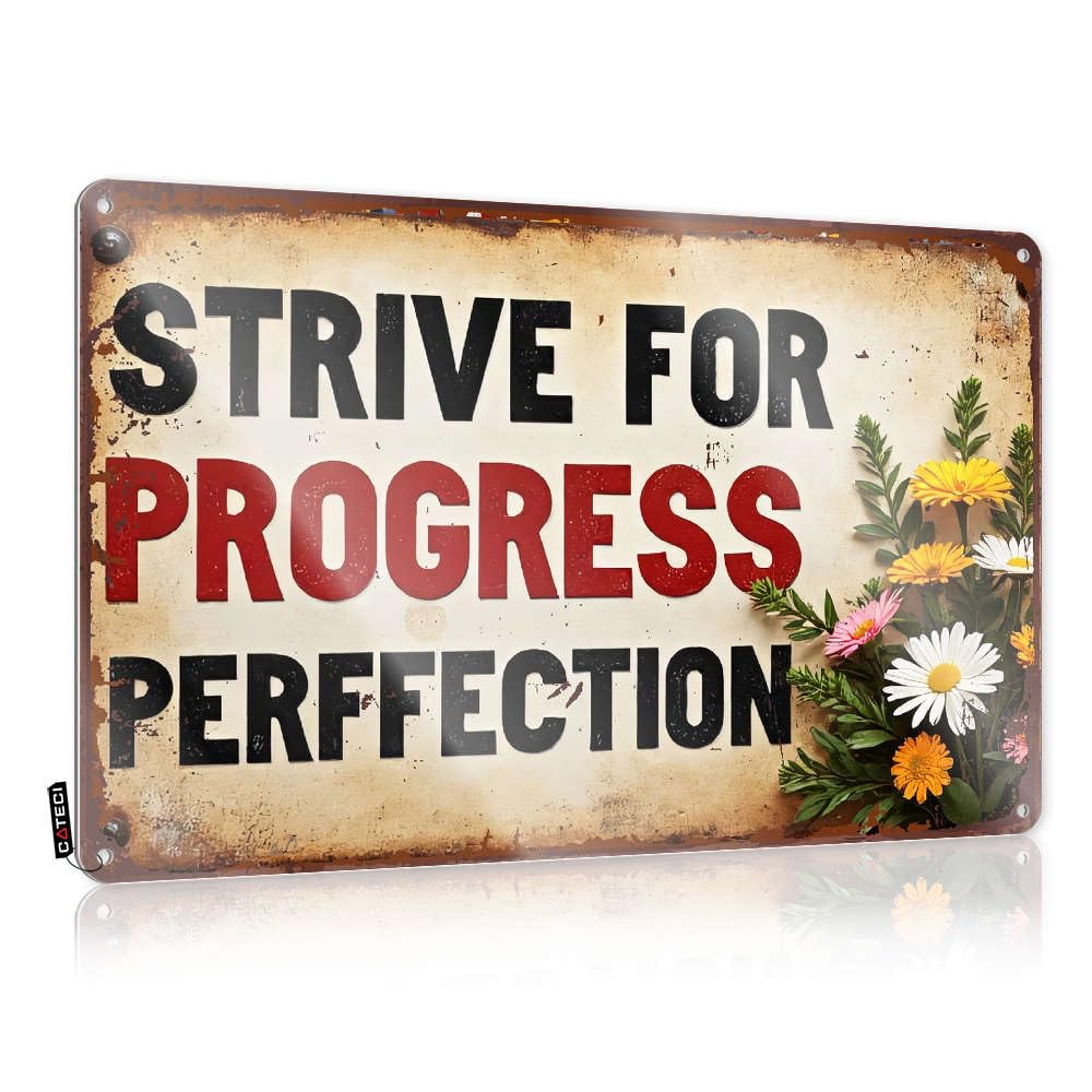 Fzfn Colour Wall Signs Weathered Camper Van Accessories Designer Strive For Progress, Not Perfection. - Vintage Wall Decor For Deck(20X30cm)
