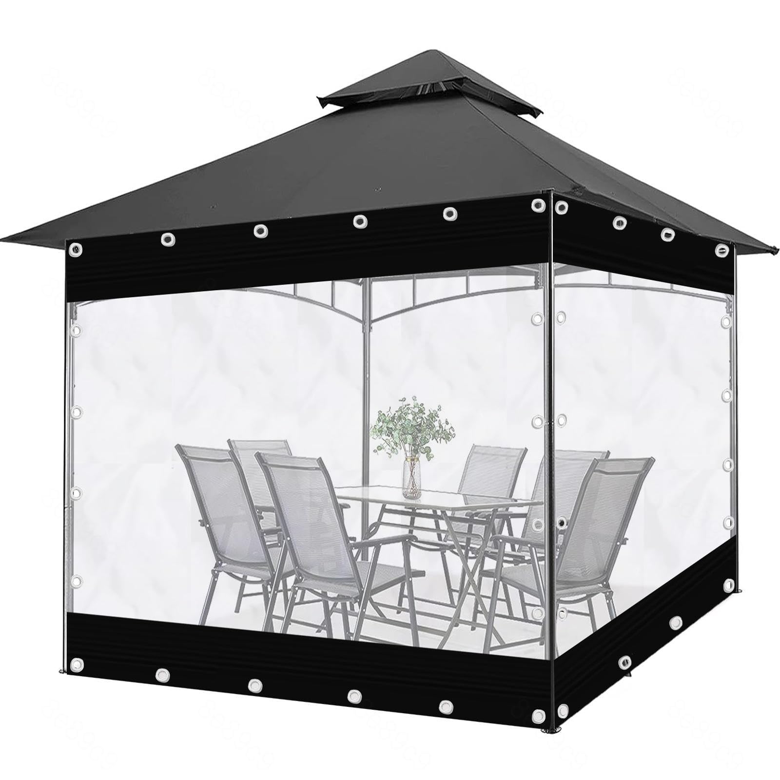Tende in vinile impermeabili per esterni, 2,8 x 3 m, facili da installare, pannelli divisori in PVC con occhielli, pannelli laterali riscaldanti per garage, colore nero, versatili