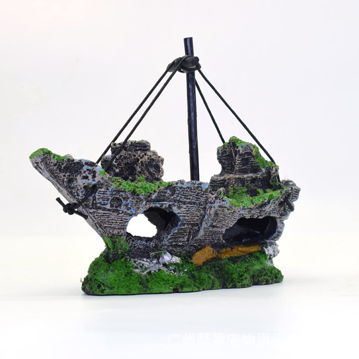 Decorazione per Acquario Pirata Nave Aquarium Fish Tanksscaping Decoration Betta Hideout Resin Ornnents,14.5x5.5x12cm