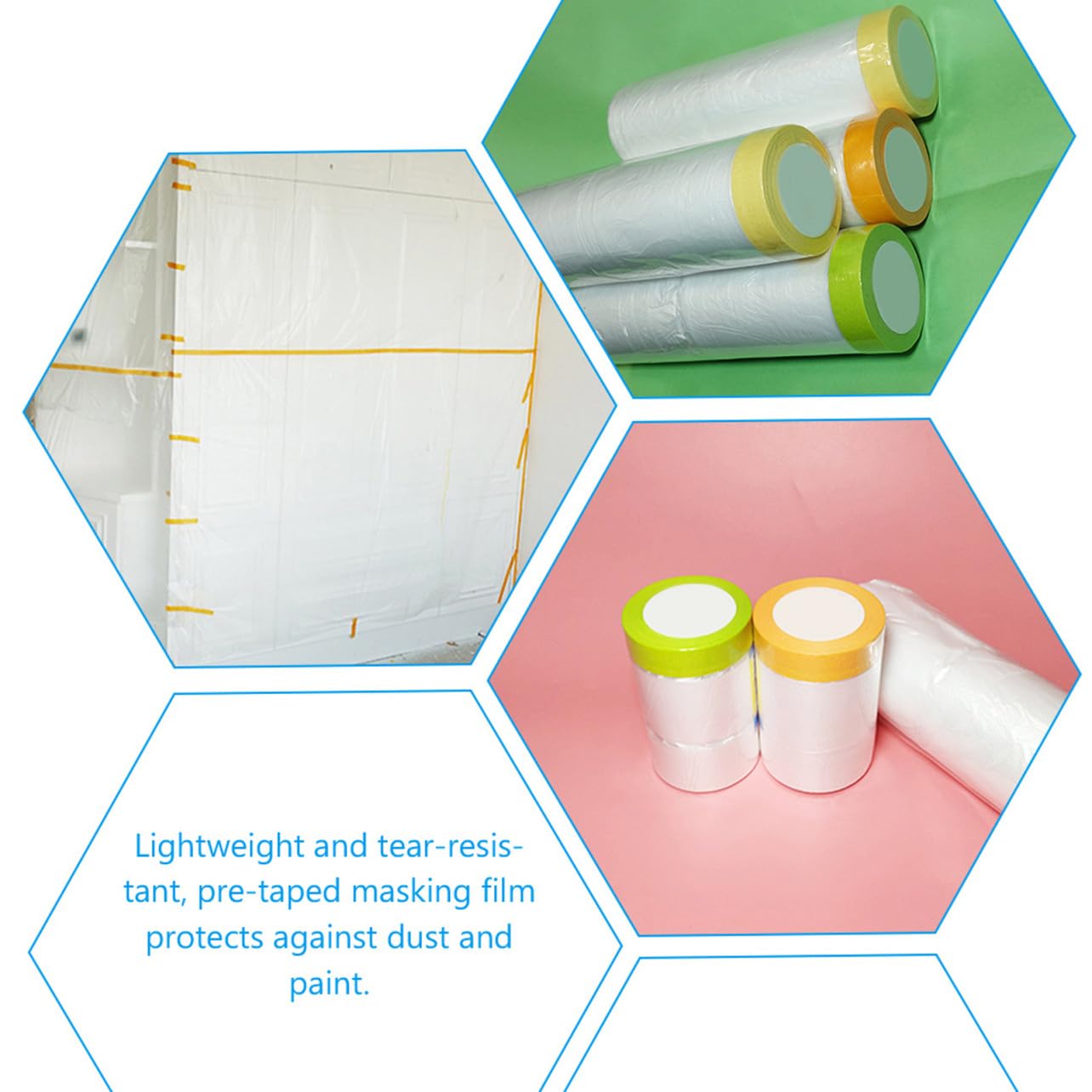 LIFKOME Schutzfolie für Autolackierung und Möbel Abdeckpapier aus Strukturiertem Papier mit Schwacher Klebkraft 6 Rollen Leichte Abdeckfolie zum Streichen und Renovieren