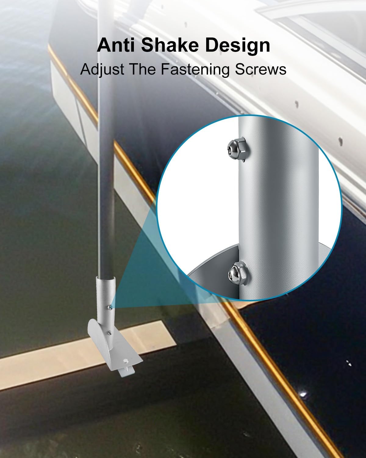 Guide Post Bracket for Protecting Lift & Guide Boat, Stainless Steel Support Mount for 4"x6" 5"x8" 6"x10" Bottom I-Beams, Heavy-Duty Bracket with Double Locking Screws for Marine Dock & Boat Lift