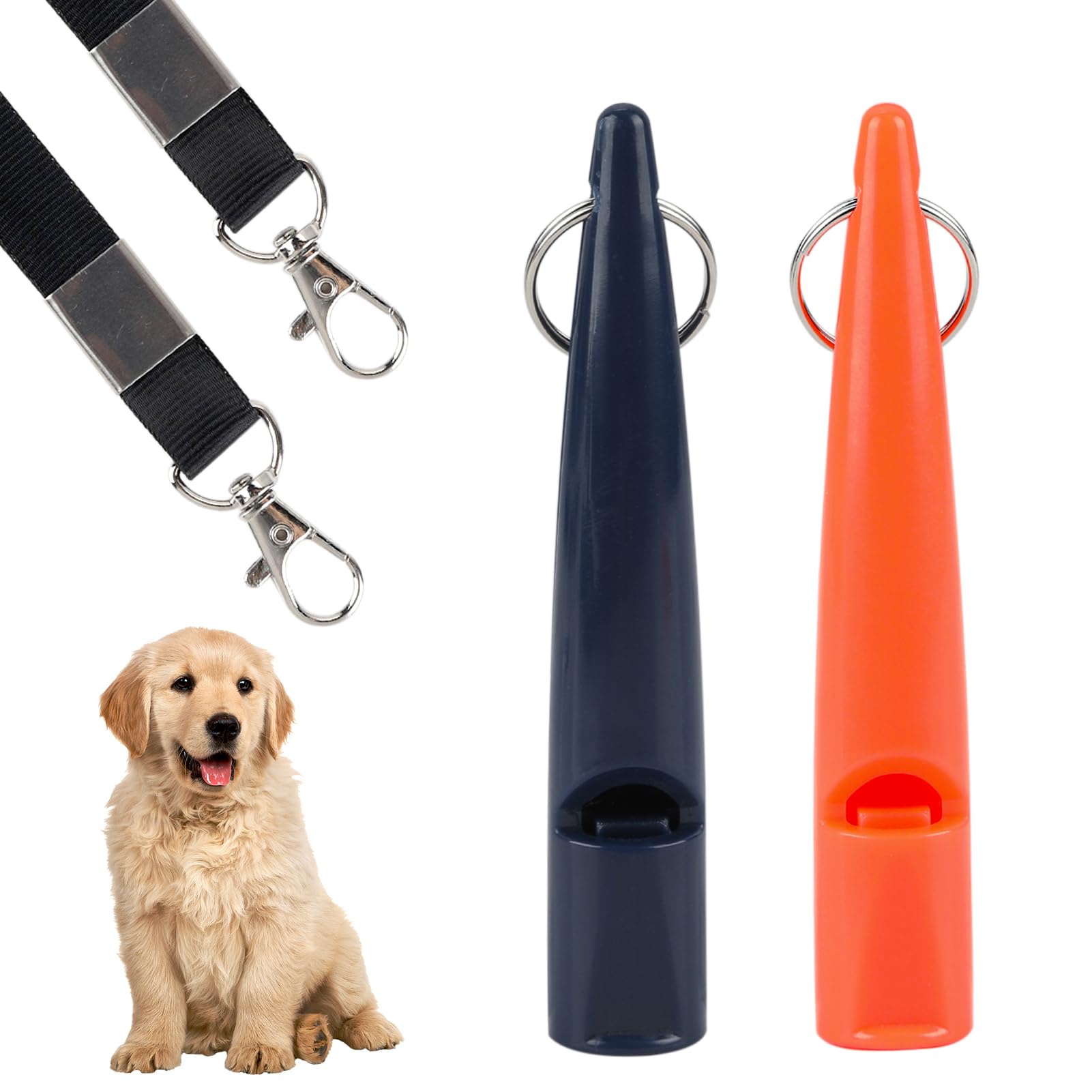 BIVOFU 2PCS Silbato de Entrenamiento para Perros cordón Ajustable y frecuencia optimizada, Silbato disuasorio para Perros, antiladridos, Ideal para Todas Las Razas (Negro/Rojo)