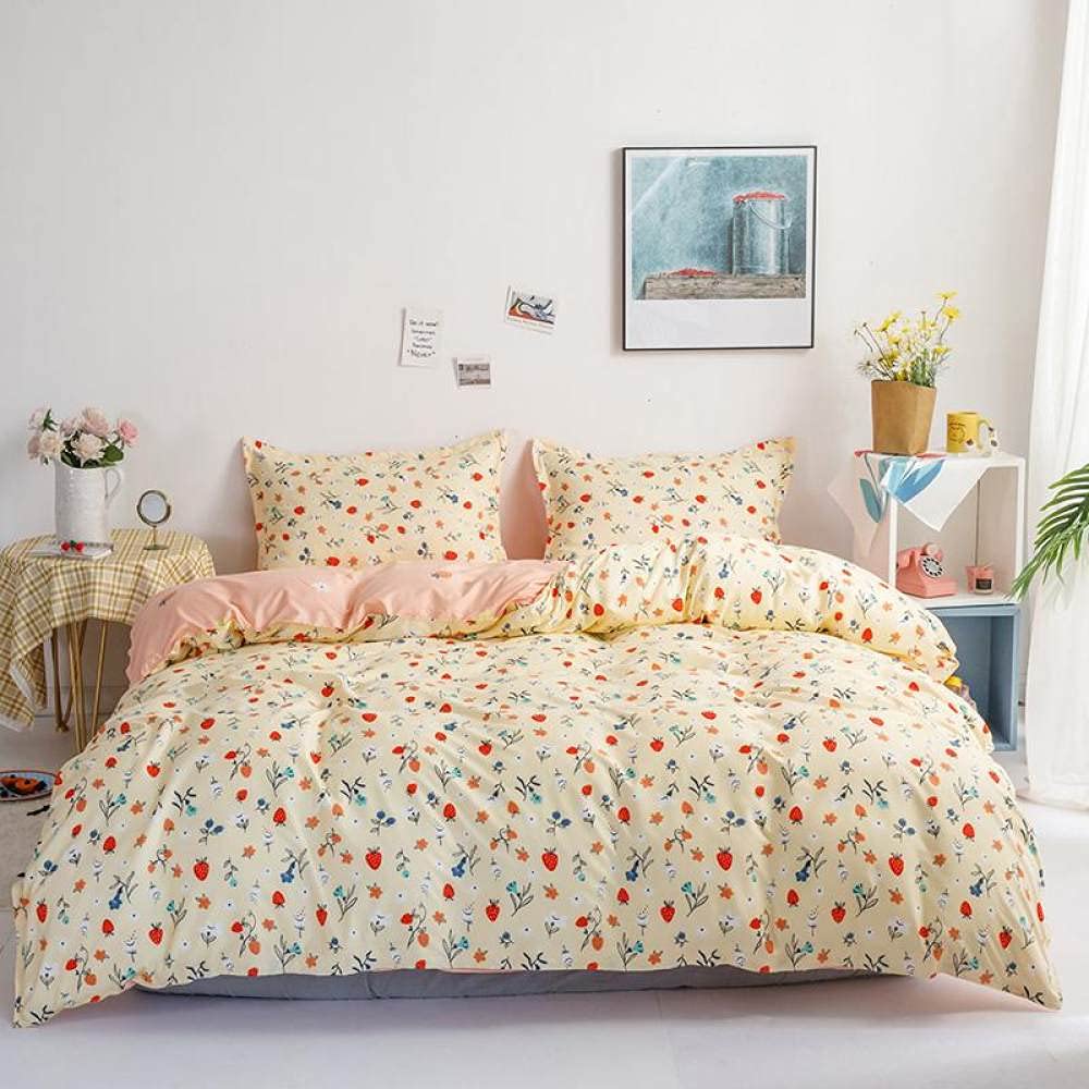 GROPC Floral Print Flowers Duvet Cover Farmhouse Style Skin-Friendly Yellow Quilt Cover Queen King Full Size Comforter Sets Home Textile Bedding Sets Collection,King(259229Cm)