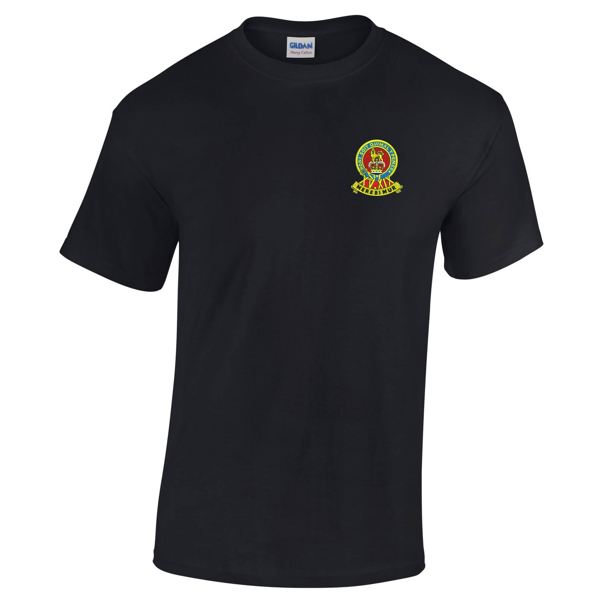 Pineapple Joe's Men's Black 15Th/19Th Royal Kings Hussars Embroidered T-Shirt - X Large