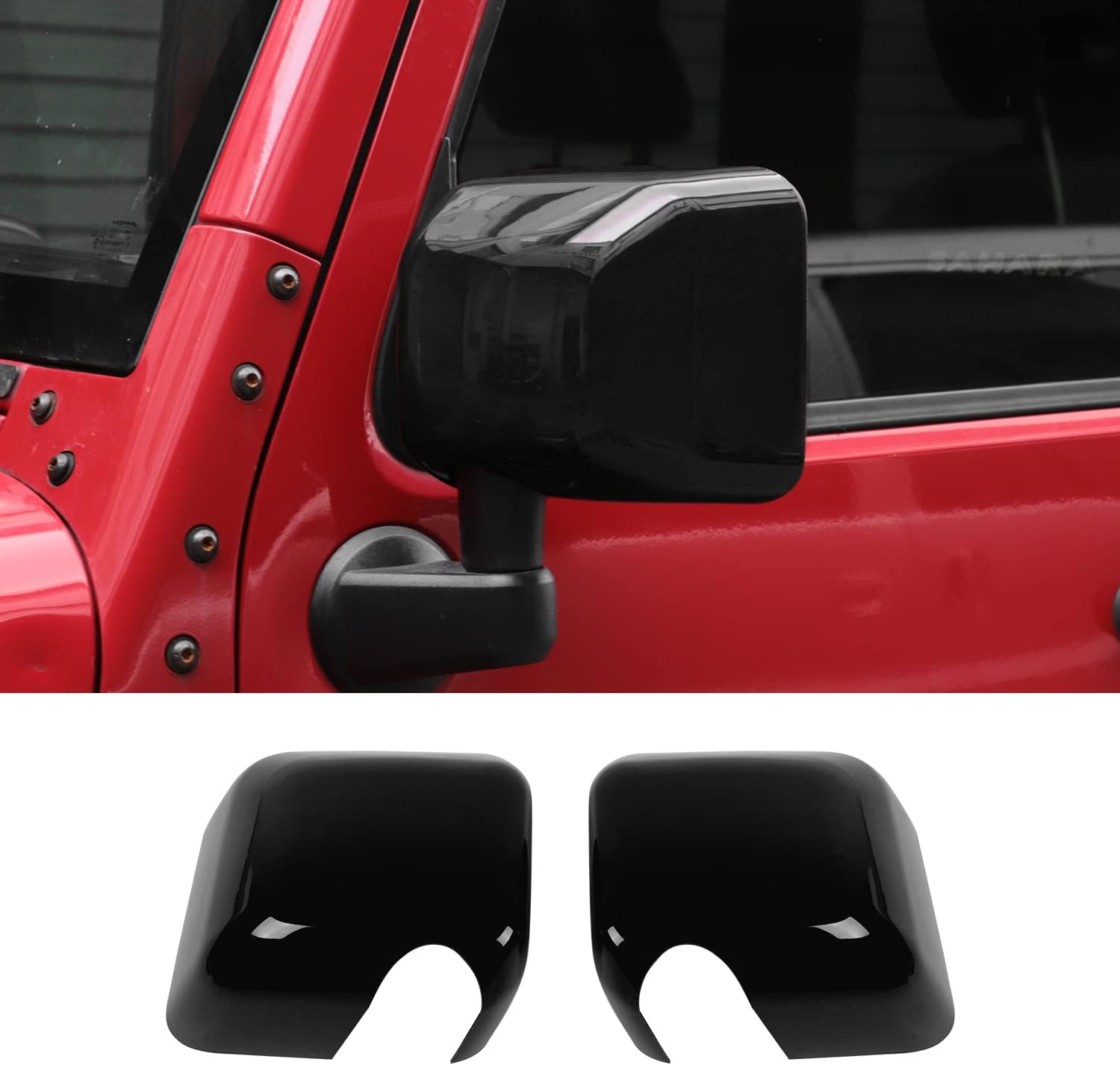 Rearview Mirror Cover Trim Shell Kit Car Rear View Mirror Exterior Decoration Accessories for Jeep Wrangler JK JKU 2007-2017,Black