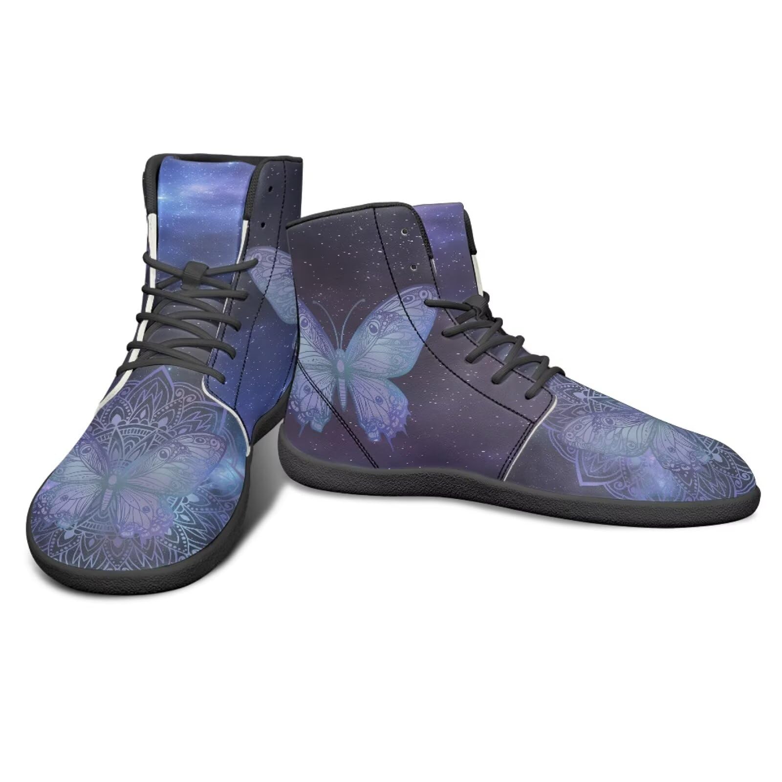 Jeiento Herren Damen High Top Barfuß Sneaker Boho Mandala Schuhe Weite Toe Box Zero Drop Schuhe Casual Schuhe Trainer Sneaker