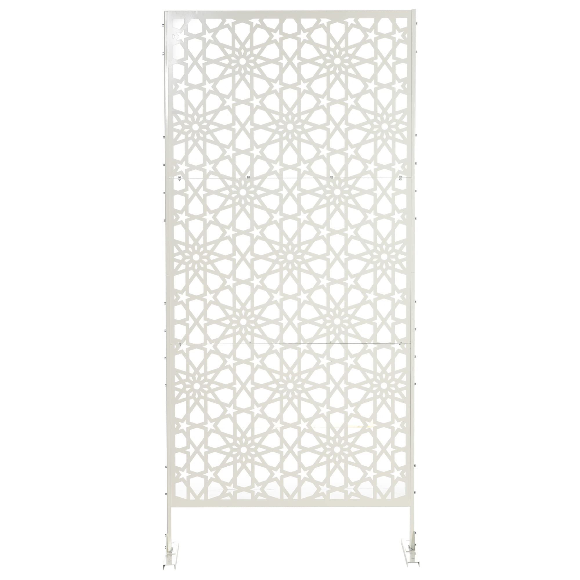 Outsunny Panneau Brise Vue Décoratif Extérieur 92 x 45 x 198 cm Blanc | à Motif, en Métal