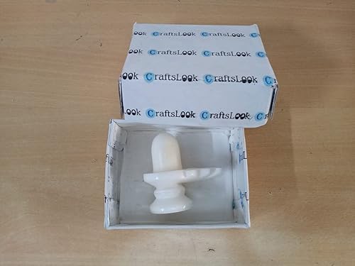 Miniatura 8 de Craftslook Shiva Linga de mármol blanco de 2.5 pulgadas Estatua de Shiva Lingam de mármol blanco piedra para Puja - Hindus adoración Dios natural