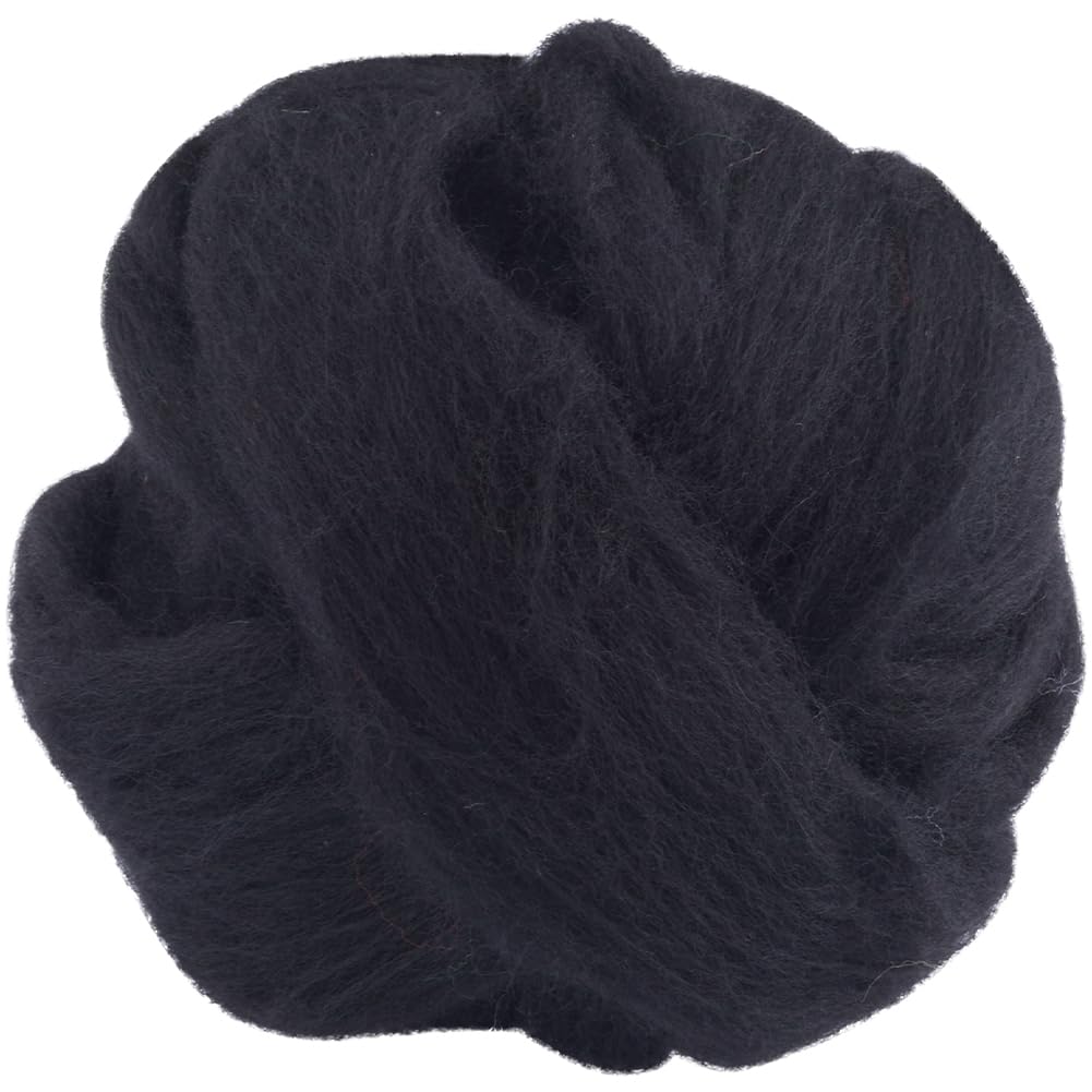 GORGECRAFT 100g Dyed Merino Wool Top Roving Black Needle Felting Wool Felting Yarn Fibre Felt Blend Dreads for Felting Spinning Knitting Weaving Sewing Trimming Chunky Yarn Halloween DIY Handcrafts