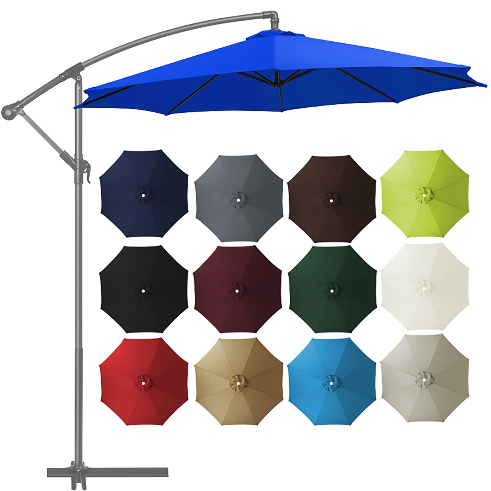 Telo di Ricambio per ombrellone, 2 m/2,7 m/300 cm, 6 Stecche/8 Stecche, Telo di Ricambio per ombrellone, Telo di Ricambio Universale per ombrellone, per Giardino, pa,Dark Green-2.7m/8 Rib