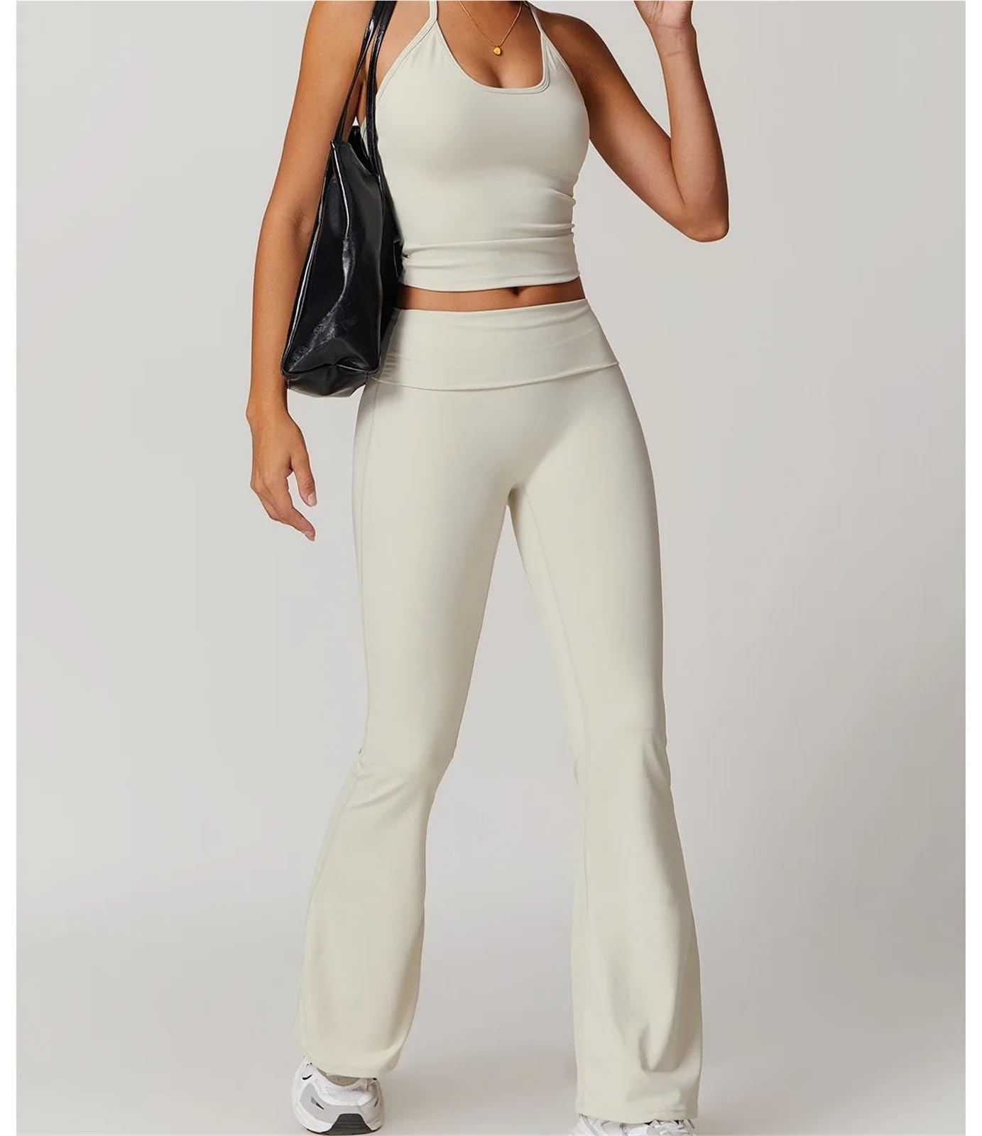 Damen Schlaghose Hohe Taille Hebe Hüfte Weite Beinhose Hochelastische Fitness Yoga Leggings Lässige Yogahose