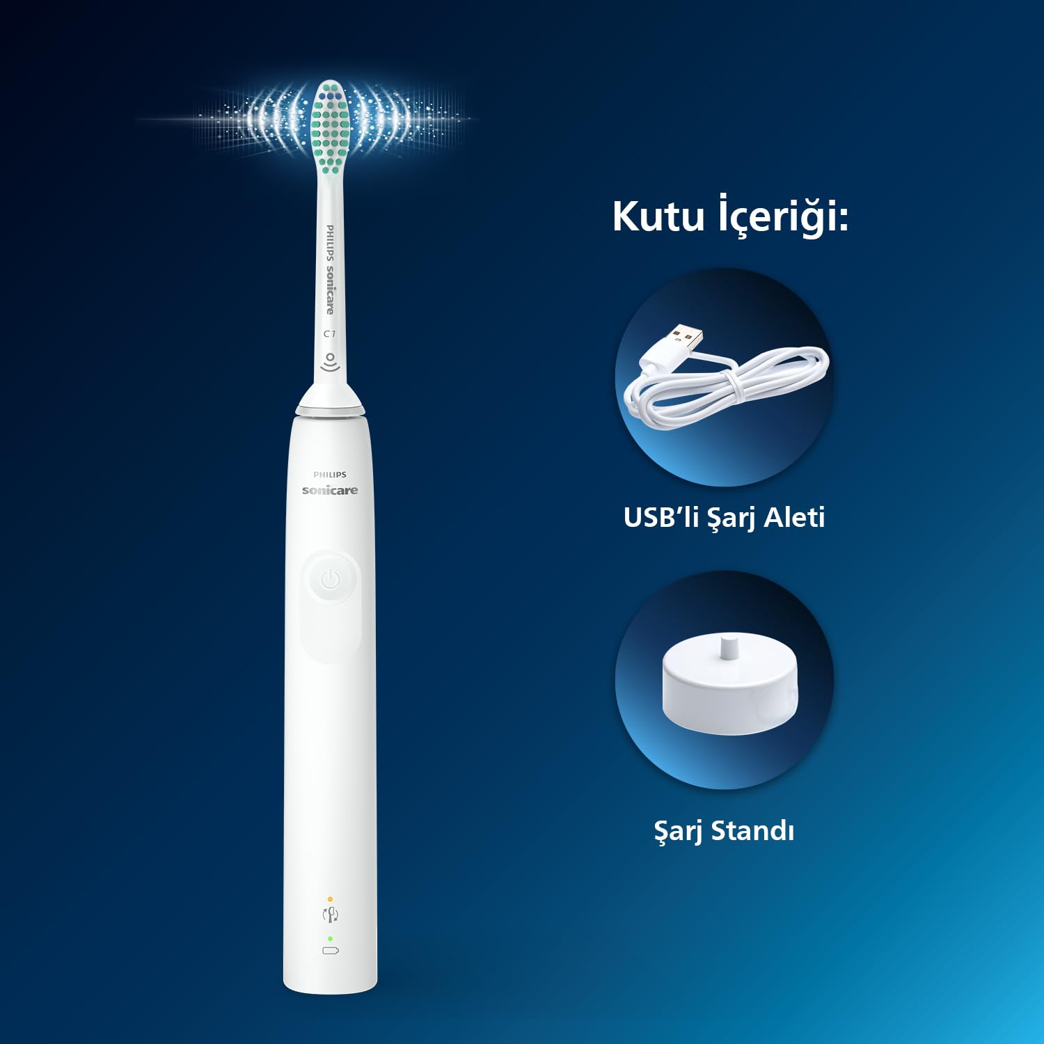 Philips Sonicare 3100 Sonic Şarjlı Diş Fırçası, 3 Kat Daha Fazla Plak Temizliği, Basınç Sensörü, 14 Gün Şarj Ömrü, SmartTimer ve QuadPacer Özellikli, HX3671/13