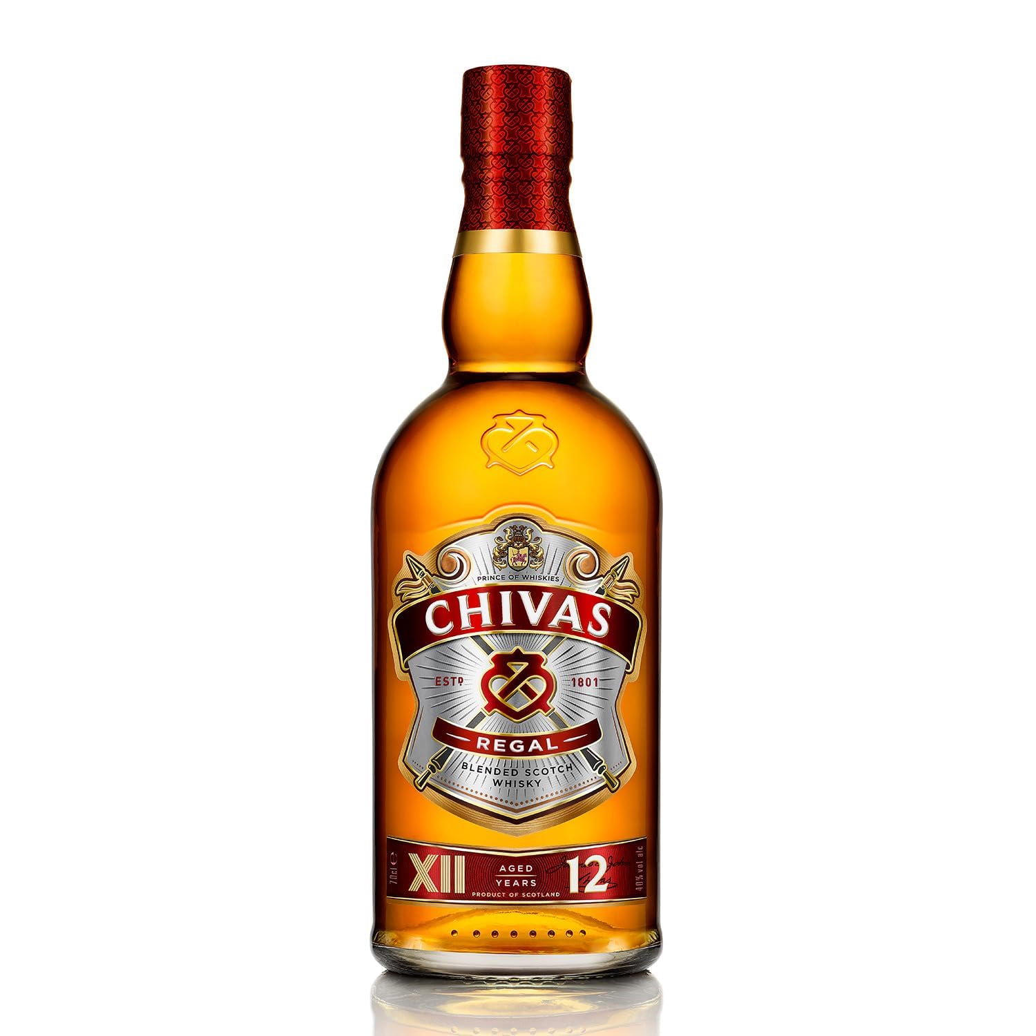 Chivas Regal 12 Jahre Premium Blended Scotch Whisky – 12 Jahre gereifter Whisky aus schottischen Malt & Grain Whiskys aus der Region Speyside – 1 x 0,7 L