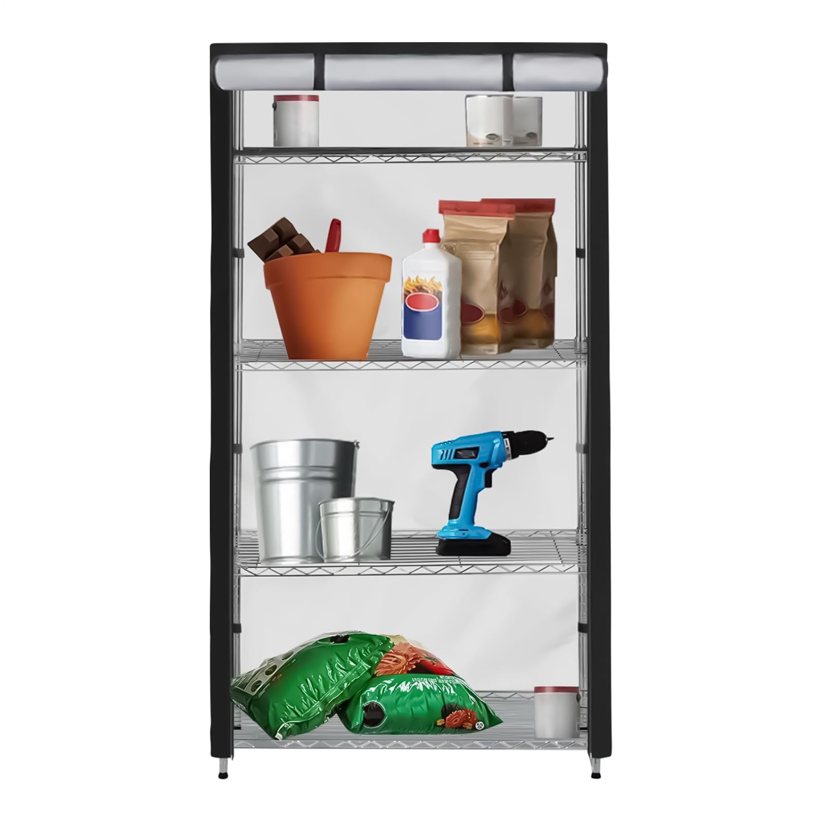 Regalabdeckung - Robuste Regalhülle Wasserdicht | Winddichte, tragbare, rollbare und verstellbare Abdeckung für Schlafzimmer, Lagerhäuser, Kleidung, Türen, Organisation und Eingangsbereich