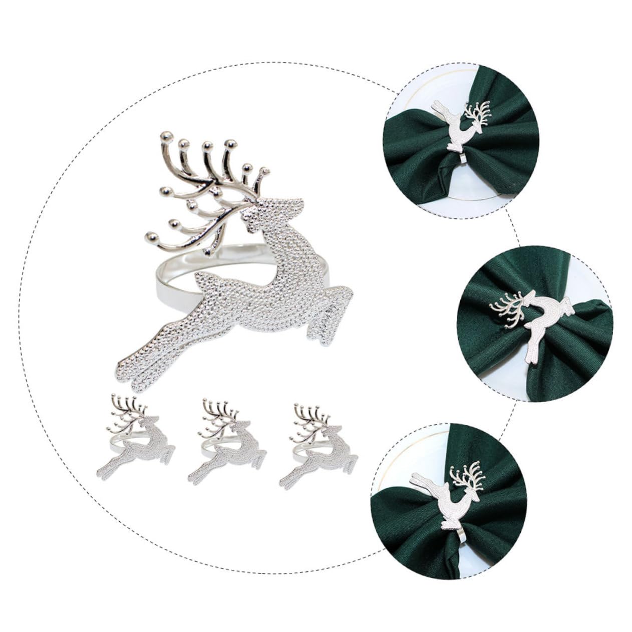 PRETYZOOM 5 Set Portatovagliolo Arredamento Socche Tovagliolo Di Natale Decorazioni A Forma Di Allegro Titolare Fibbie Per Tovaglioli in Lega Portatovaglioli Da Tavola Argento 4 Pezzi*5