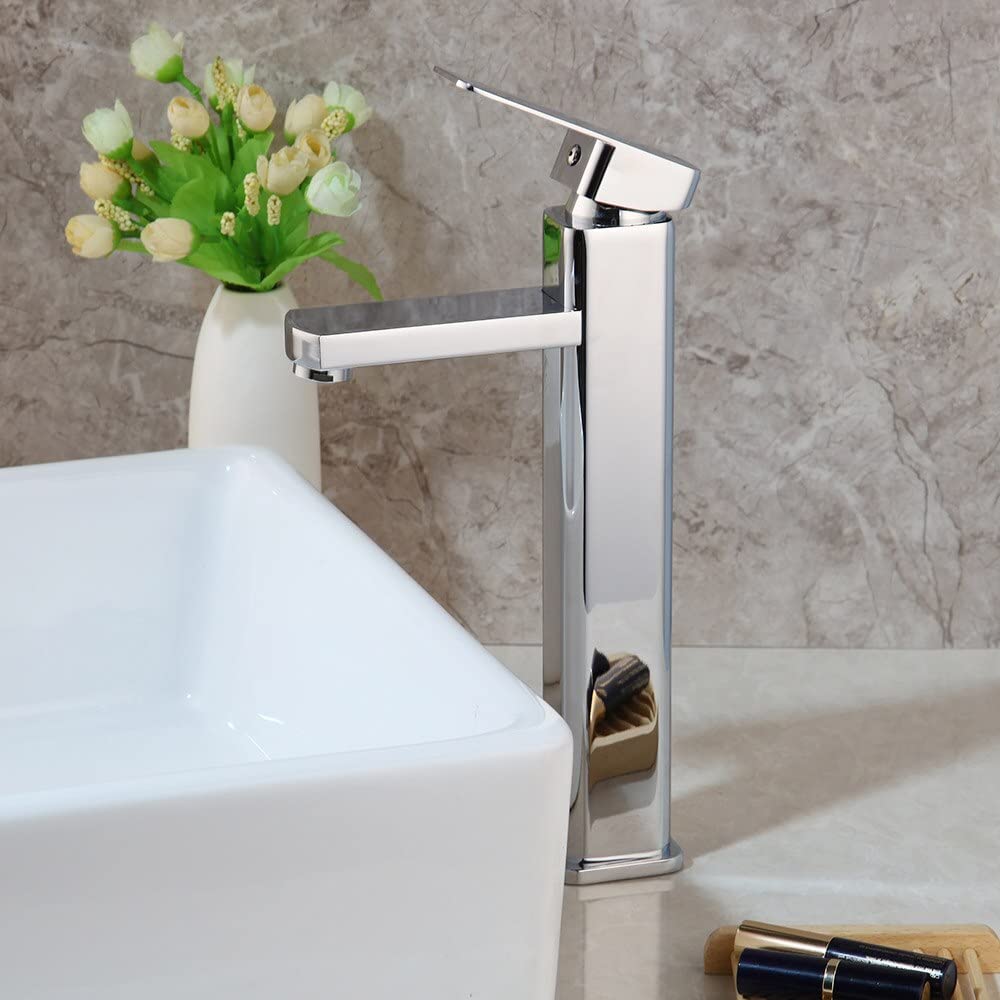 Robinet mitigeur salle de bain luxe chrome noir pour lavabo avec montage sur le pont