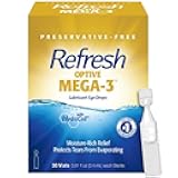 Optive MEGA-3 Lubricant Eye Drops Preservative-Free Artificial Tears, 0.01 fl oz (0.4 mL), 30 Single-Use Containers
