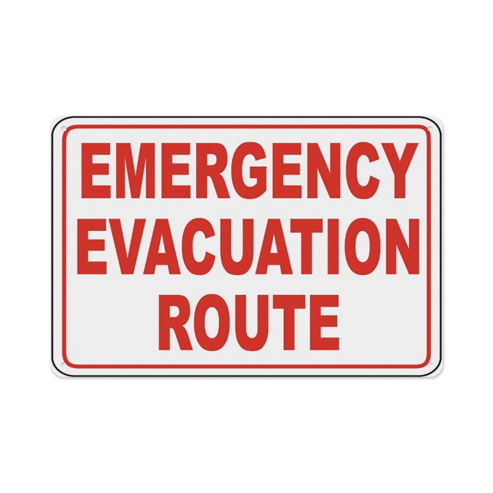 peiyeety Emergency Evacuation Route Sign Aluminum Tin Warning Signs For Home Outdoor Garden 12X16 Inches