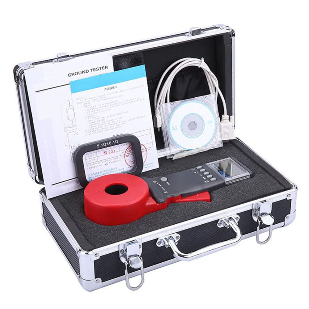 Clamp Ground Earth Resistance Meter Tester with 0.01 to 1200ohm Resistance Range 0.00mA to 40.0A Current Tester 99 Sets Data Logger