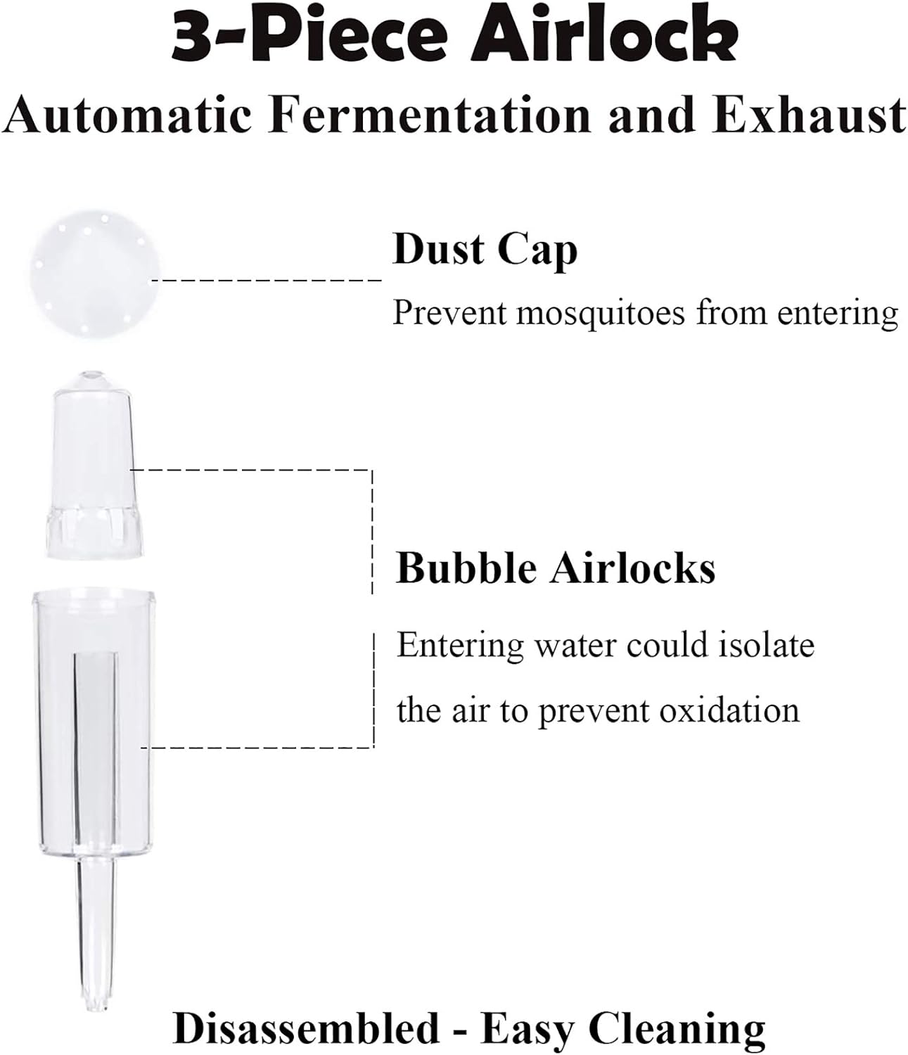Fermentation Lids, Fermentation Kit for Wide Mouth Jars, 6 Set Plastic Fermenting Lids with 6 Airlocks, 6 Silicone Grommets, 6 Silicone Rings(Jars Not Included) - Image 4