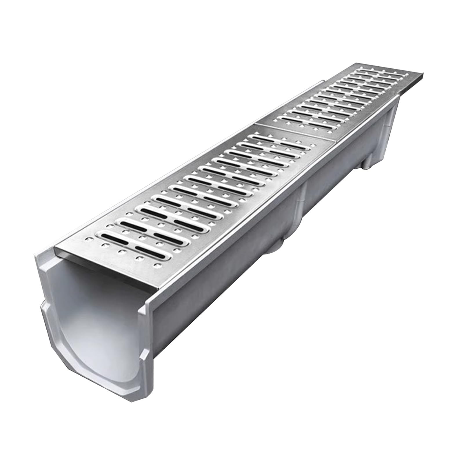 WXPGFEQ Trench Drain System, Stainless Steel Grate, U Shape Channel Drain, Removable Cover for Commercial Floor Sewer Drainage, 60x10x10cm