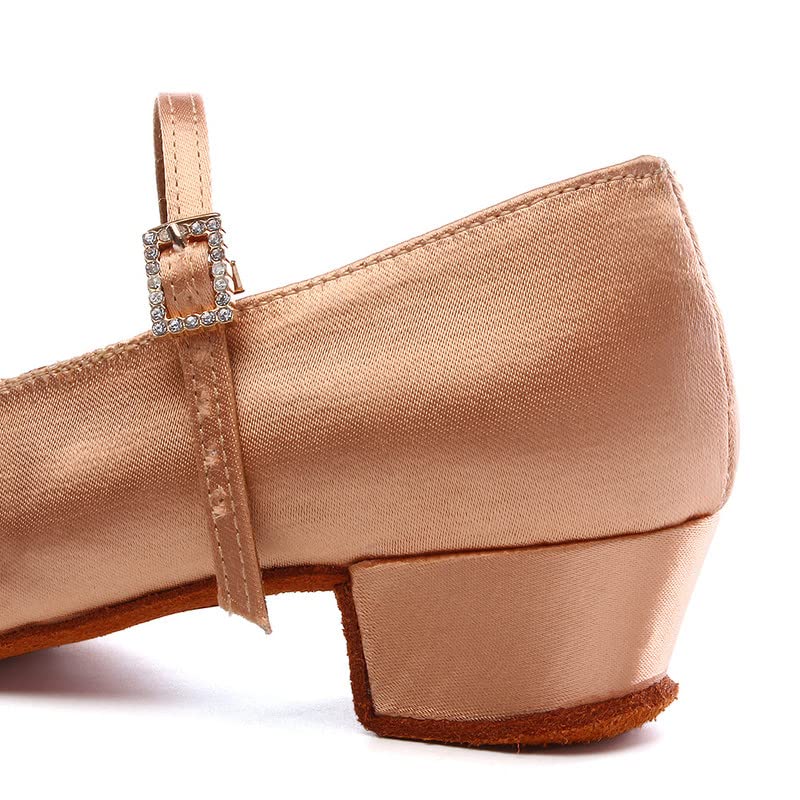 AOQUNFS Girls Latin Dance Shoes Low Heels Tango Salsa Ballroom Practice Performance Dancing Shoes,Model KCETMD3
