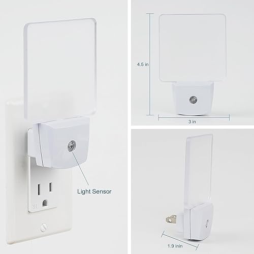 Miniatura 3 de Paquete de 2 luces LED de noche con enchufe de 0.5 W con sensor de atardecer a amanecer, luz diurna blanca fría