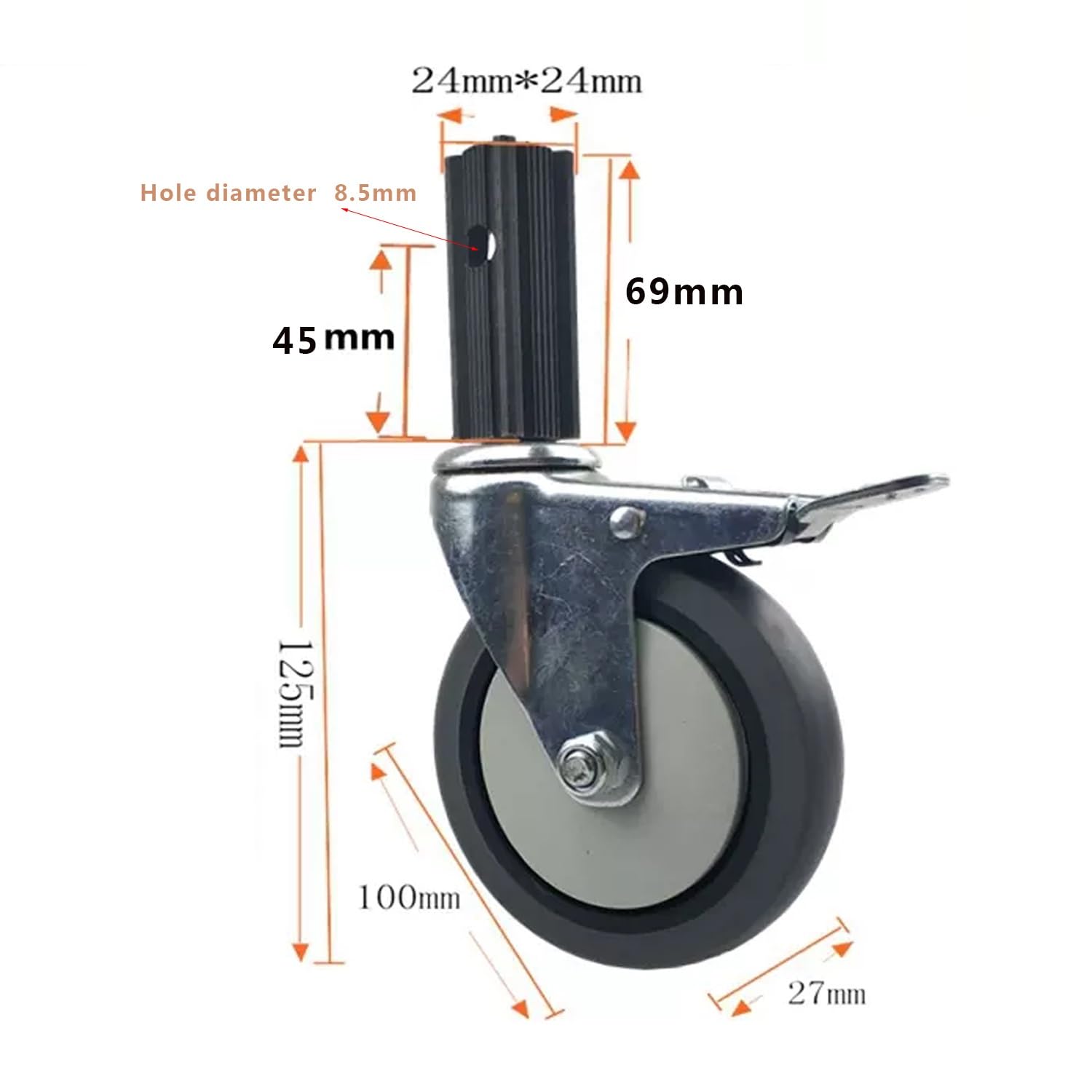 Amazon.co.jp: NURCIX 100mm キャスター 24*24mm 角チューブ