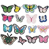 Libiline Random 16pcs Embroidered Butterfly Patch Sew On/Iron On Patch Applique Clothes Dress Plant