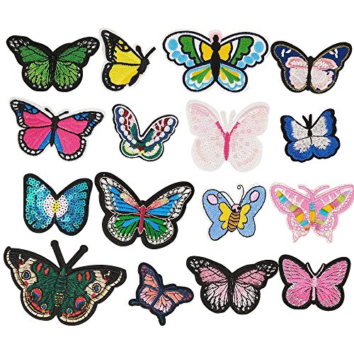 Libiline Random 16Pcs Embroidered Butterfly Patch Sew On/Iron On Patch Applique Clothes Dress Plant Hat Jeans Sewing Flowers Applique Diy Accessory (Butterfly) #TOP13