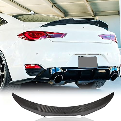 MCARCAR KIT Alerón de maletero de fibra de carbono real para Infiniti Q60 Q60S Coupe 2017-2023 Tapa trasera de arranque Highkick Wing Lip Factory