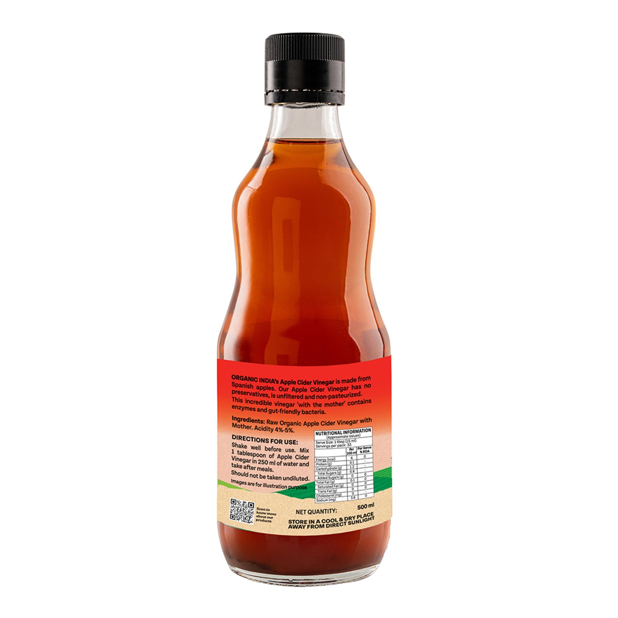 Organic India Apple Cider Vinegar with Mother of Vinegar, 500ml | Raw and Unfiltered ACV | Lab tested on 250+ Parameters | Made from Spanish Apples | Imported from Spain product image 8