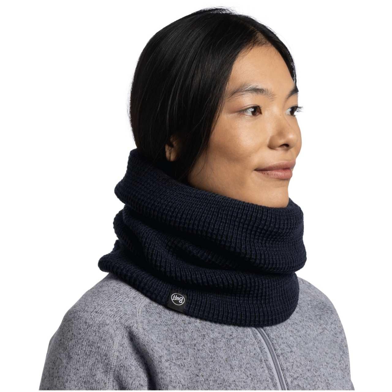 Buff| Braga de cuello Knitted & Fleece Frio Extremo, Practico, Versatil, Moda, Aislamiento termico, Comodo Hombre Mujer Talla única Azul
